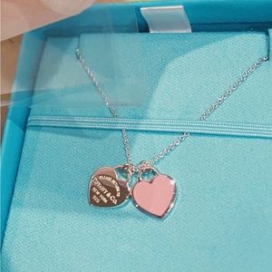 Tiffany Pink Double Heart Tag Pendant